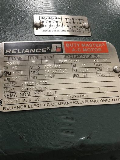 Used RELIANCE ELECTRIC 60 HP AC Motor 1MAF71866 Used