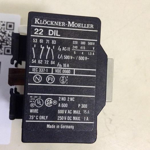 Used KLOCKNER MOELLER Auxiliary Contact 22 DIL #76099