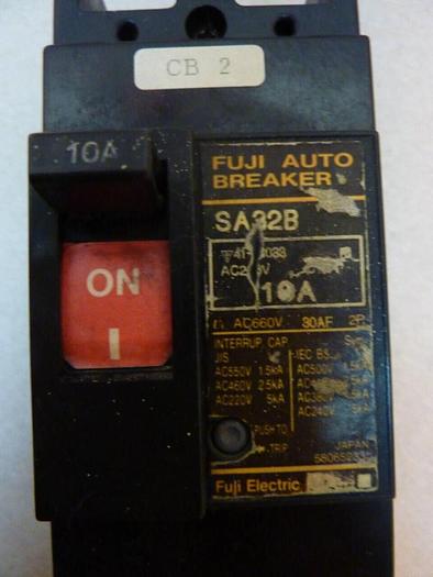 Used FUJI ELECTRIC 10 Amp Circuit Breaker SA32B-10 #38374