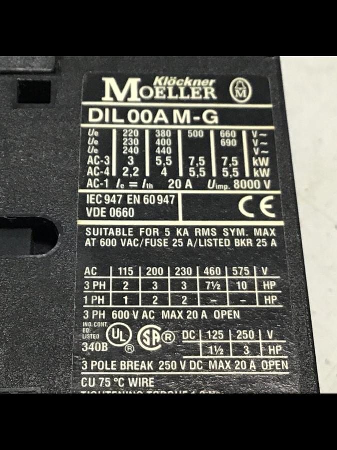 Used MOELLER Contactor DIL00AM-G USED
