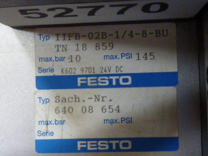 Used FESTO Control Block / Valve Terminal IFB8-02 #52770