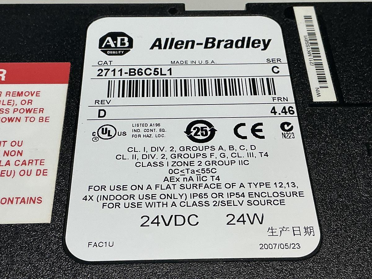 Used ALLEN BRADLEY 2711-B6C5L1 SER C