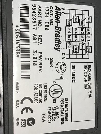 Used ALLEN BRADLEY Input Module 1734-IB8, MB #134196
