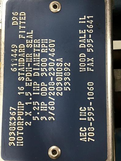 Used BALDOR 3 HP Industrial Motor JMM3158TSB #121917