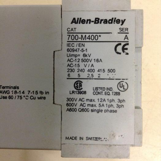 Used ALLEN BRADLEY Control Relay 700-M400 SER A #76141