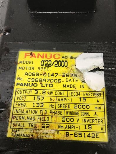 Used FANUC AC Servo Motor A06B-0147-B675 #125035