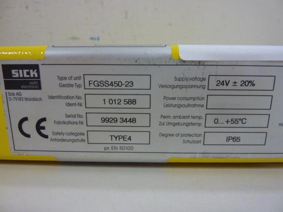 Used SICK OPTIC ELECTRONIC Light Curtain Receiver FGSE 450-23 USED