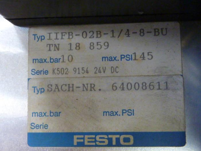 Used FESTO Control Block / Valve Terminal IFB8-02 #52839