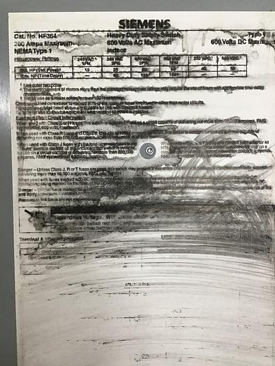 Used SIEMENS Safety Disconnect Switch HF364 Used