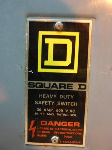 Used SQUARE D 30 Amp Safety Disconnect Switch H361 E1 Used