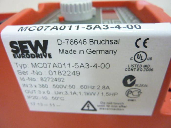 Used SEW EURODRIVE Drive Inverter MC07A011-5A3-4-00 #45601