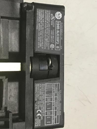 Used ALLEN BRADLEY 30 Amp Disconnect Switch 194R-NJ030P3 SER B #124261
