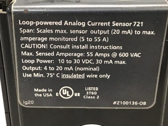 Used HAWKEYE INST INC Analog Current Sensor Z100136-OB #123592