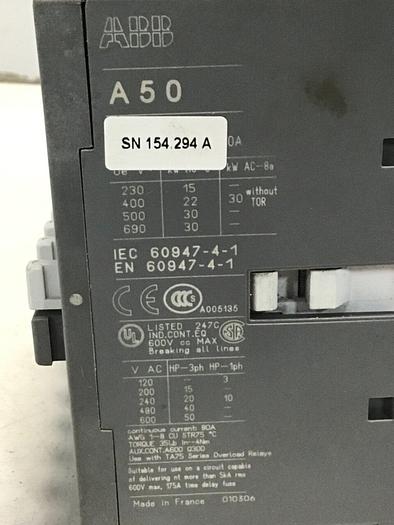 Used ABB Contactor A50 #128827