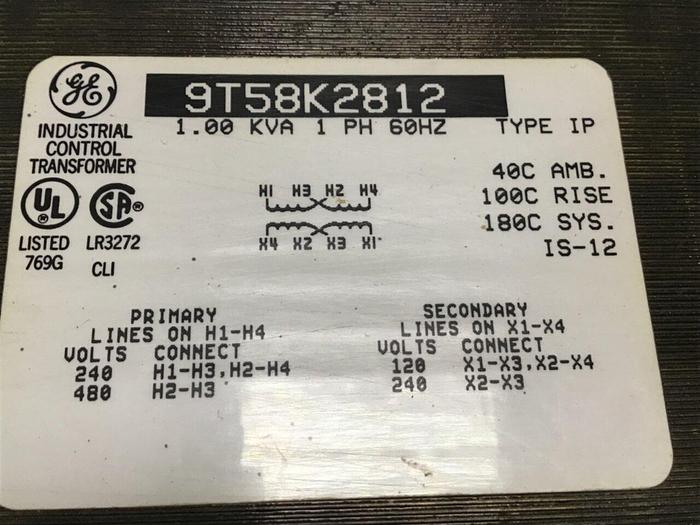 Used GENERAL ELECTRIC 1 kVA Transformer 9T58K2812 USED