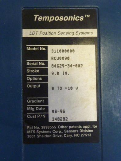 Used TEMPOSONICS INC LDT Position Sensing System 311000000RCU0090 #66952