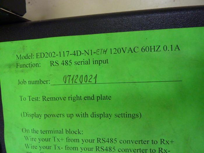Used EDI Digital Display ED202-117-4D-N1-ETH Used