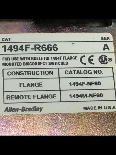 Used ALLEN BRADLEY Fuse Block Adapter Plate 1494F-R666 Used #145376