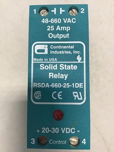 Used CONTINENTAL INDUSTRIES Solid State Relay RSDA-660-25-1DE #138579