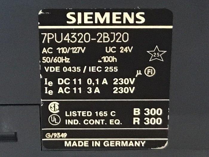Used SIEMENS Relay 7PU4320-2BJ20 #120267