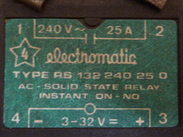 Used ELECTROMATIC AC Solid State Relay RS132240250 #29569