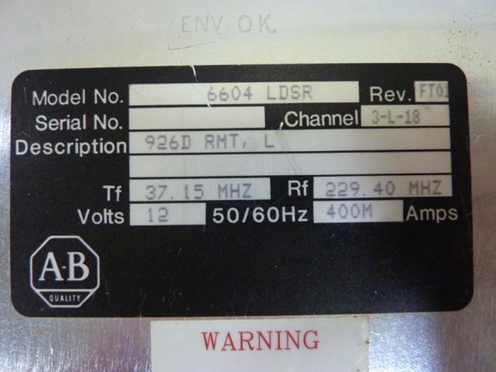 Used ALLEN BRADLEY RF Data Modem 6604 LDSR #55472