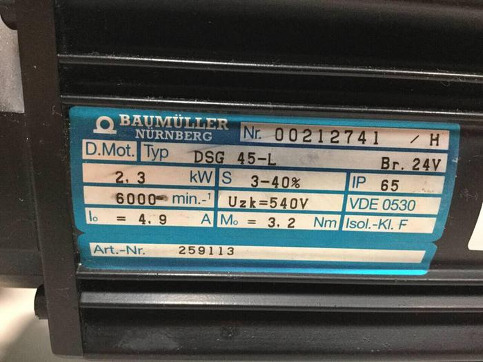 Used BAUMULLER Servo Motor DSG 45-L Used