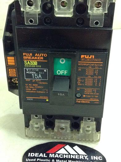 Used FUJI ELECTRIC 15 Amp Circuit Breaker SA33B-15 #73807