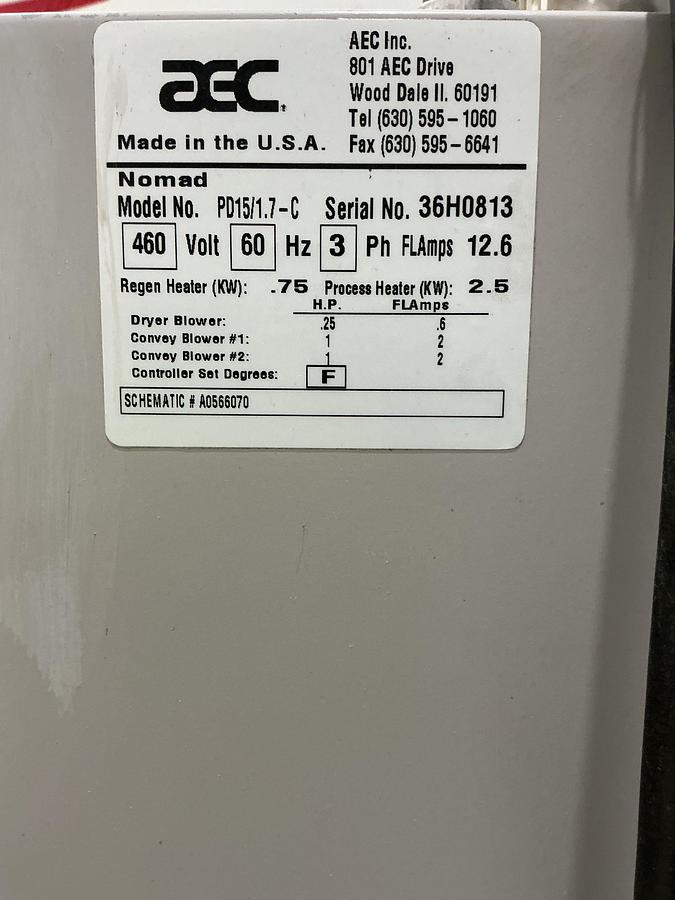 Used AEC PD15/1.7-C DRYER