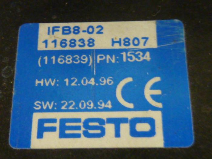 Used FESTO Control Block / Valve Terminal IFB8-02 #52761