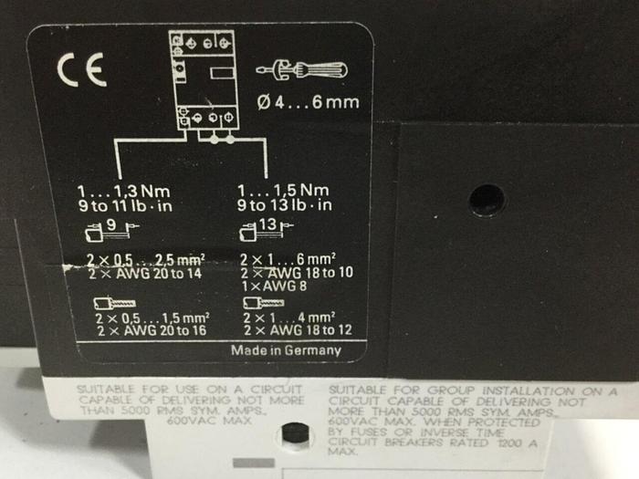 Used SIEMENS Motor Starter 3VU1300-0MD00 #103544