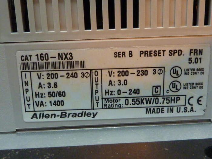 ALLEN BRADLEY Chassis Mount Motor Drive 160-NX3 SER B #28883