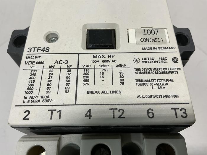 Used SIEMENS 3TF4822-OAK6