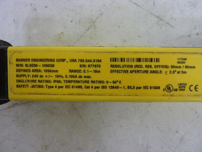 Used BANNER ENGINEERING Light Curtain Emitter SLSE30-1050Q8 Used