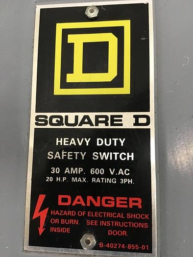 Used SQUARE D 30 Amp Safety Disconnect Switch H361AWK E1 #134669