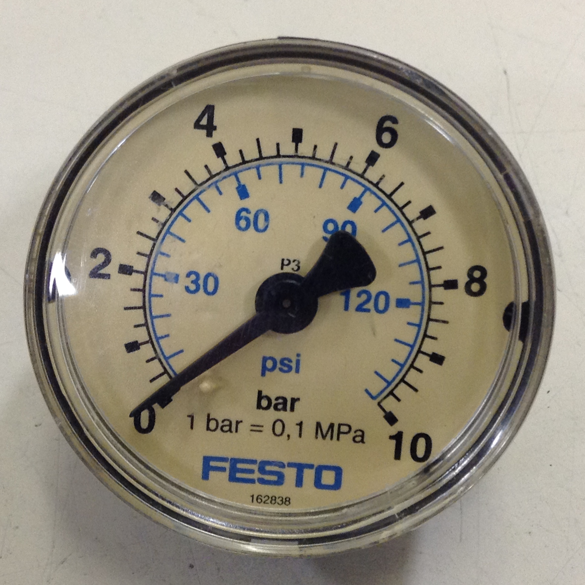 Used FESTO 0-120 PSI Pressure Gauge 162838 Used