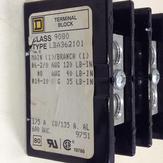 Used SQUARE D Terminal Block LBA362101 #73717