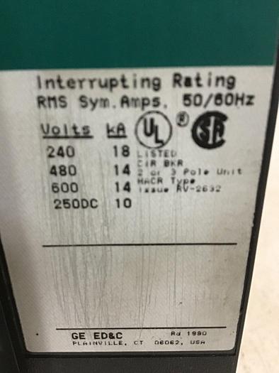 Used GENERAL ELECTRIC / GE 100 Amp Circuit Breaker TED136100 USED