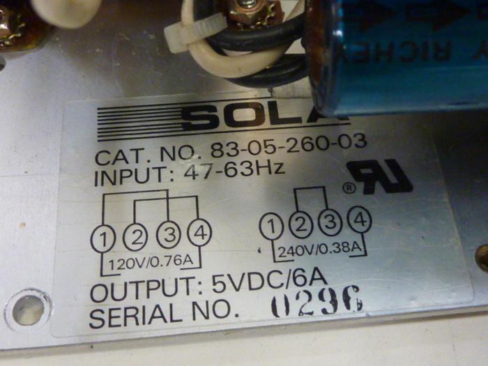 Used SOLA ELECTRIC Power Supply 83-05-260-03 #62736