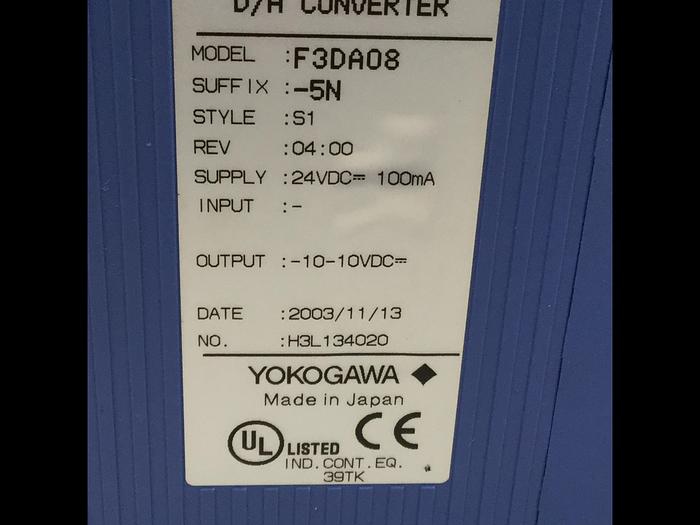 Used YOKOGAWA D/A Converter Module F3DA08-5N Used