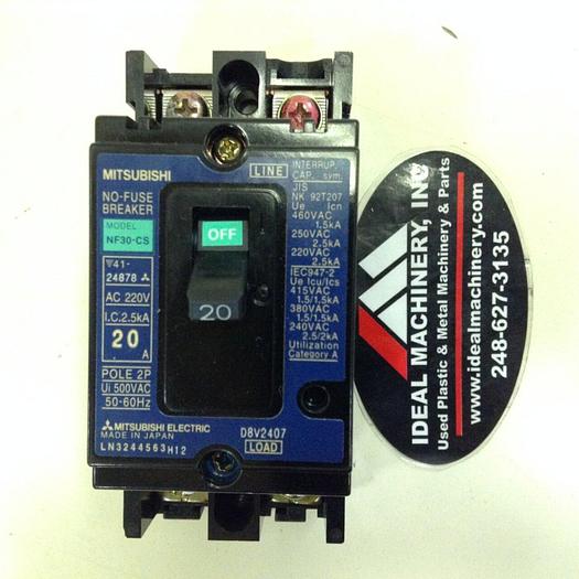 Used MITSUBISHI 20 Amp Circuit Breaker NF30-CS-20 #73054