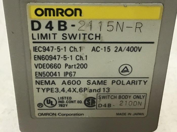 Used OMRON Limit Switch D4B-2115N-R #121527