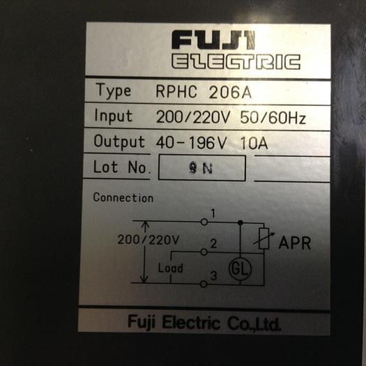 Used FUJI ELECTRIC Speed Control RPHC 206A #72745
