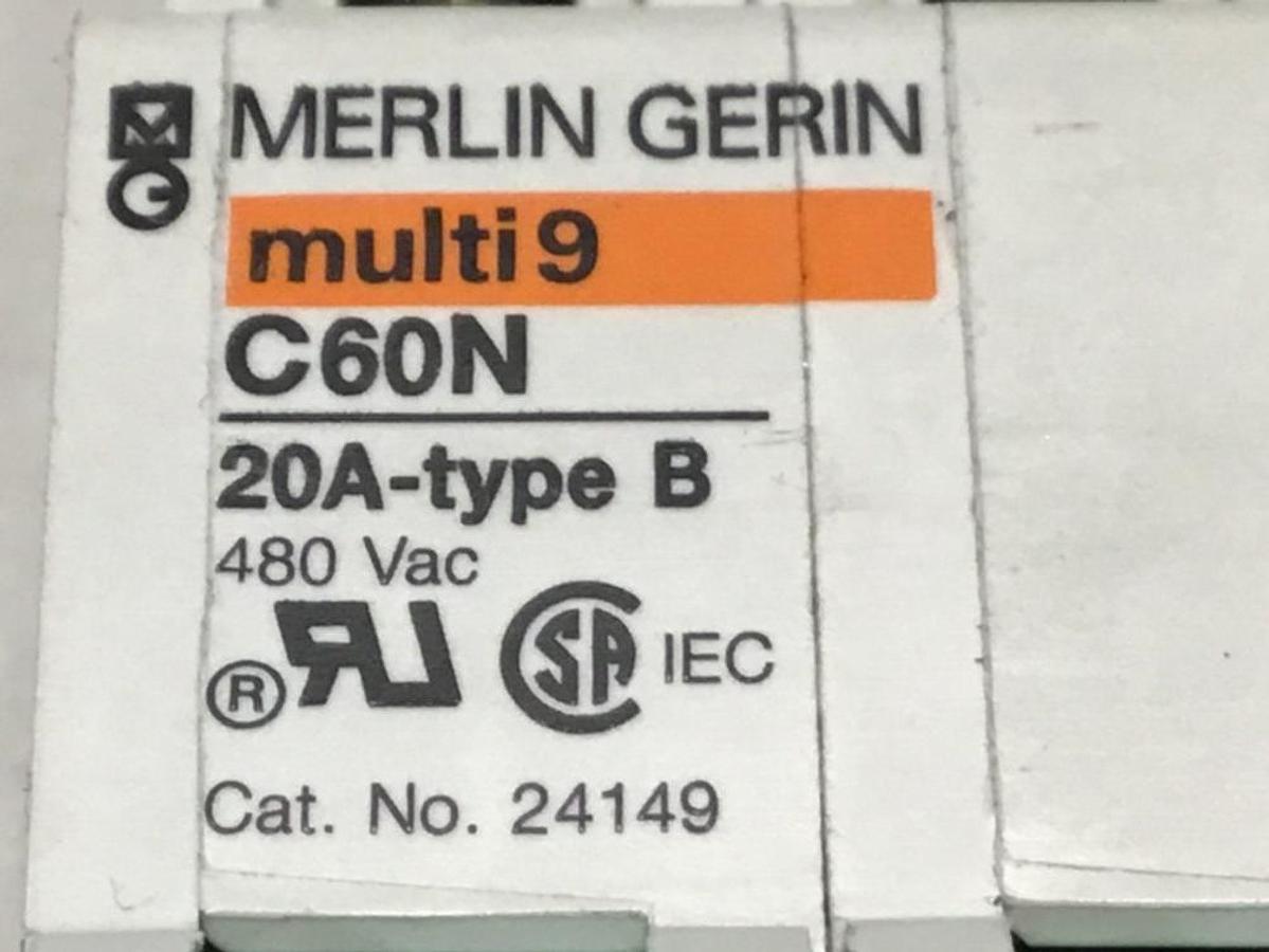 Used MERLIN GERIN 20 Amp Circuit Breaker C60N-20 USED 