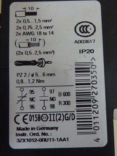 Used SIEMENS Overload Relay 3RU1116-1CB0 #63884