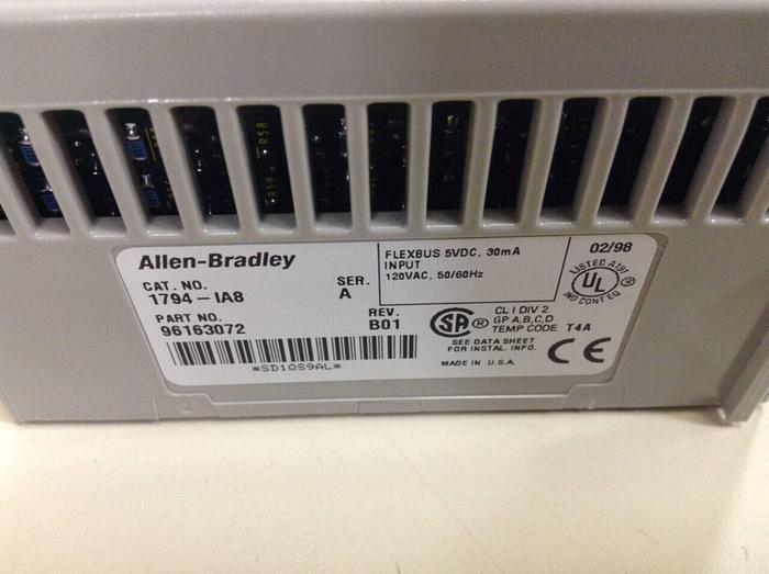 Used ALLEN BRADLEY Flex I/O 120 VAC Input Module 1794-IA8 SER A #72039