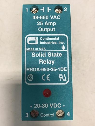 Used CONTINENTAL INDUSTRIES Solid State Relay RSDA-660-25-1DE #138577