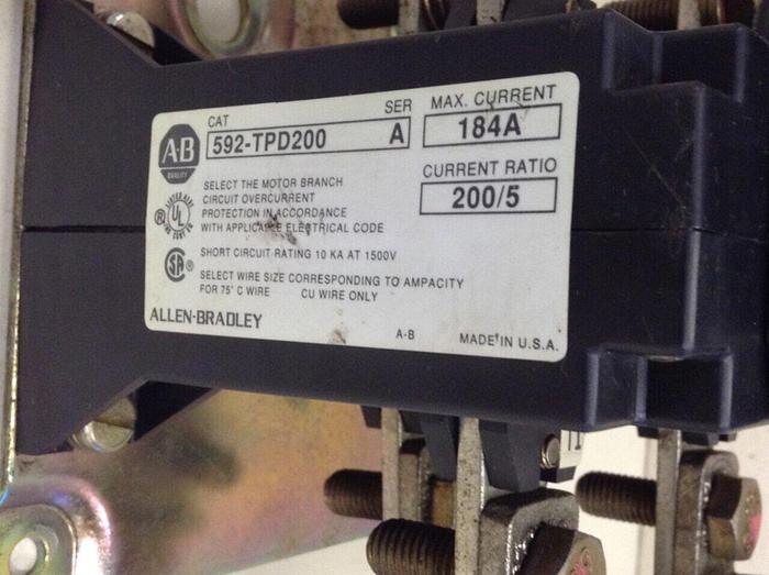 Used ALLEN BRADLEY Overload Relay 592-TPD200 SER A #73764