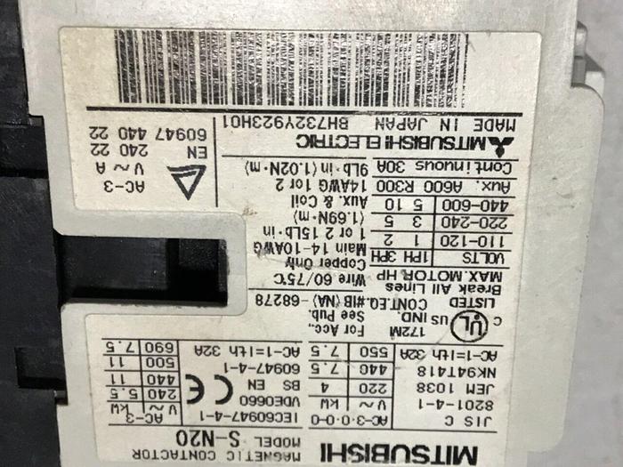 Used MITSUBISHI Contactor S-N20 #123977