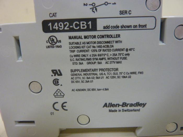 ALLEN BRADLEY 1 Amp Circuit Breaker 1492-CB1/G010 SER C #51971